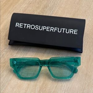 RETROSUPERFUTURE Men's Green Transparent Square Sunglasses